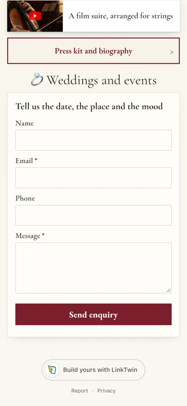 A form right on your page