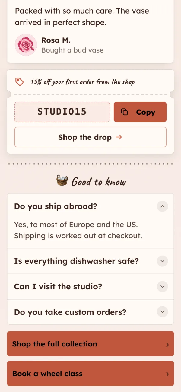 Visitors copy the code in one tap