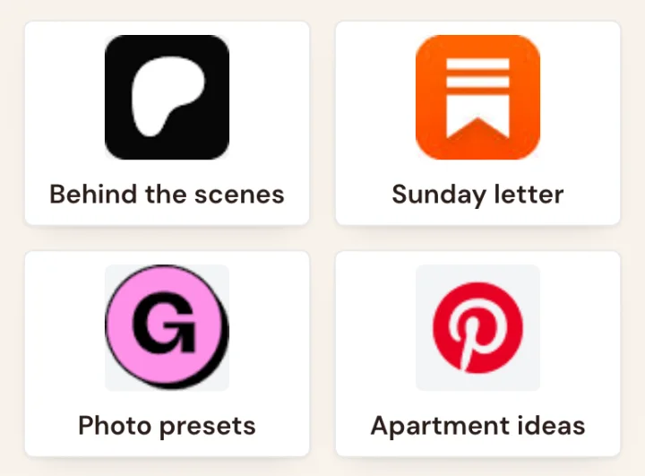 Each one with its own icon
