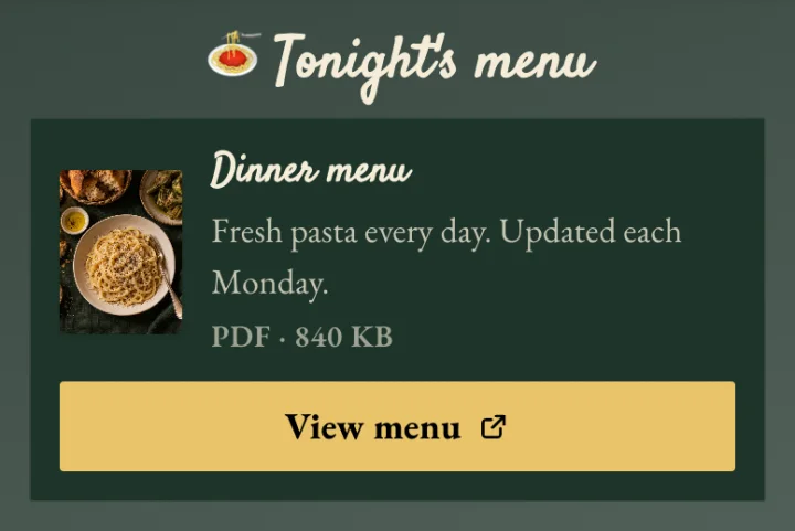 Your menu, one tap away