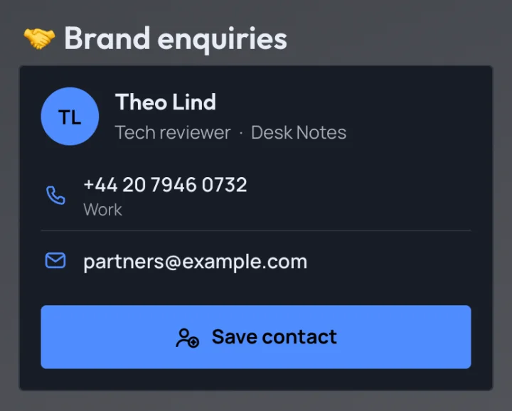 Show your details or keep them in the card